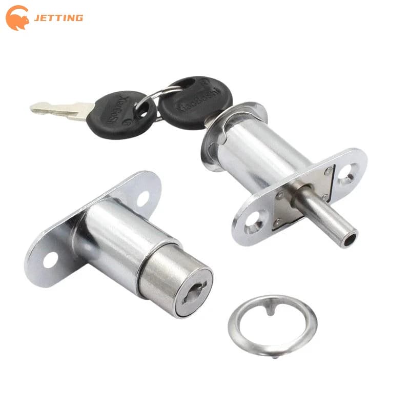(New) 1Pcs Press Type Sliding Door Plunger Lock, Zinc Alloy Cabinet Drawer Wardrobe Safety Lock