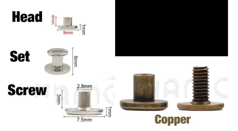 10set rivetti per indumenti in bronzo rivetto per unghie a vite solida in pelle rivetto per cintura a doppia testa curva rivetti per viti per libri bottoni a scatto
