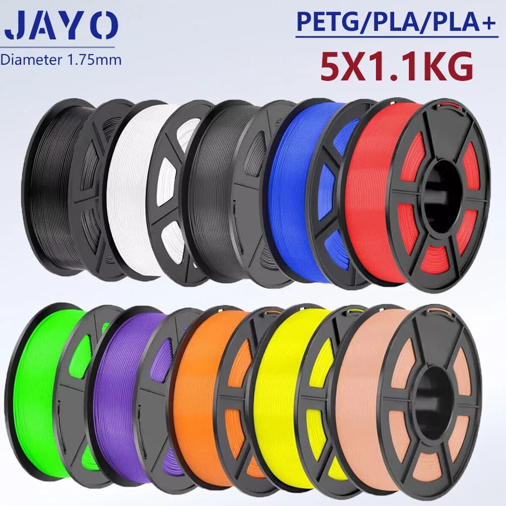 JAYO 3D PETG/PLA/PLA PLUS Filamento 1.75mm PLA Filamento 5 Rotoli Per Bambu FDM Stampante 3D Neatamente Ferita Materiale di Stampa 3D per 3D
