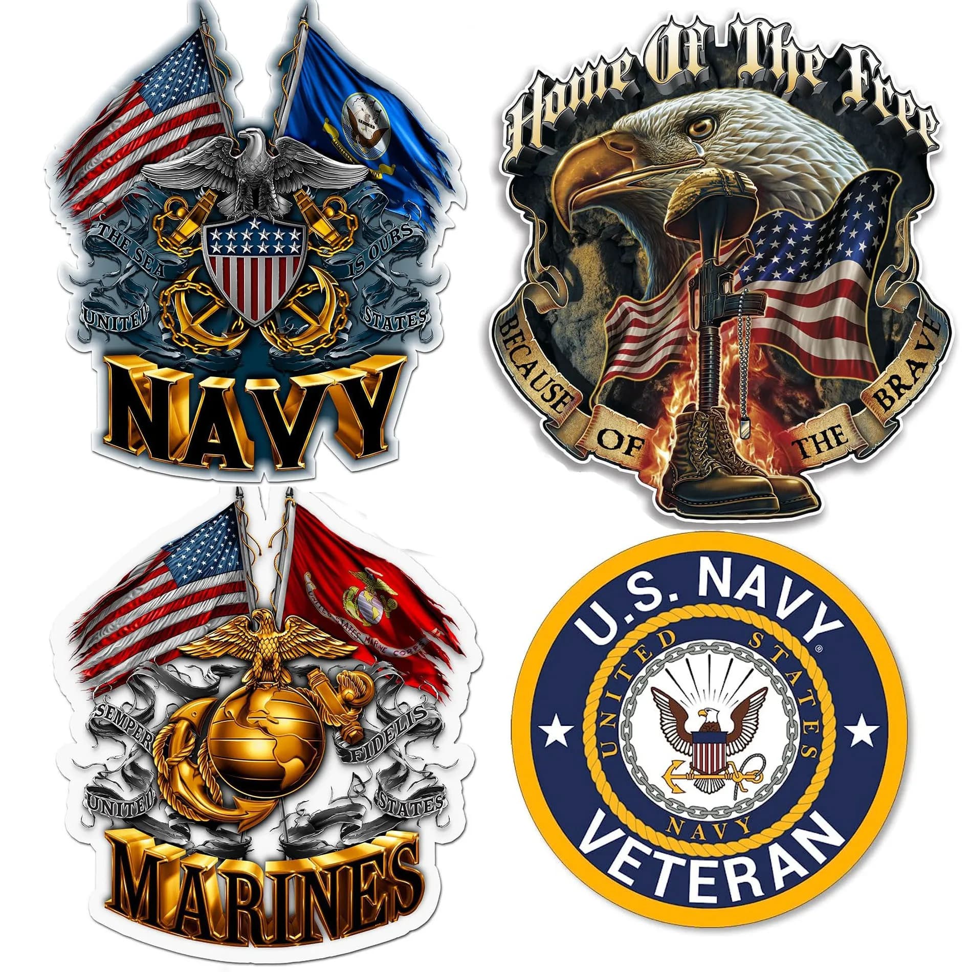 USMC Sticker for Hard Hat/tool box/Helmet, US Navy Veteran&Marine Corps&Bald Eagle Patriotic Decal, 4" Reflective Bright in Dark