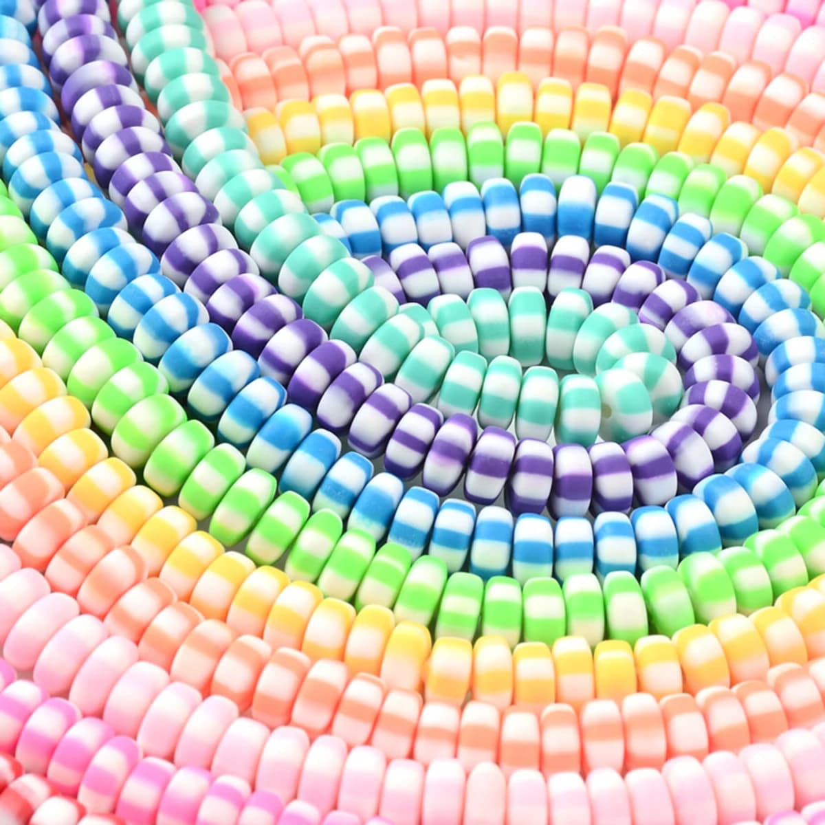 0.3x0.7cm perline di argilla ellisse colorate perline distanziatrici in polimero di fascino per gioielli che fanno accessori per collana braccialetto fai da te