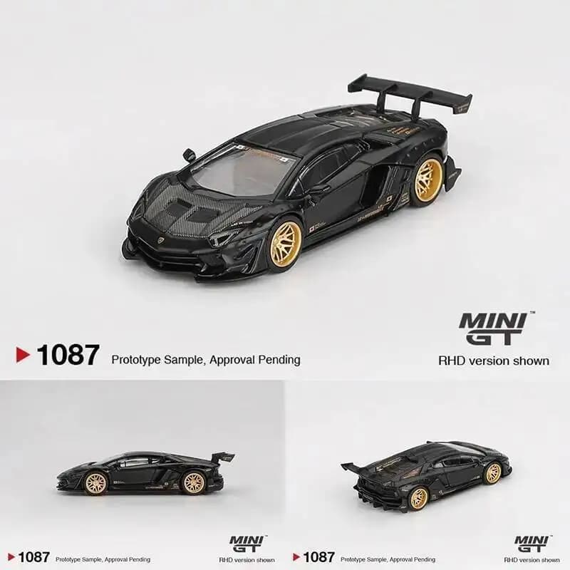 Pre-sale MINIGT 1087 1:64 LBWK LB WORKS Lamborghini Limited Edition Matte Black Pressofuso Car model Toy collection