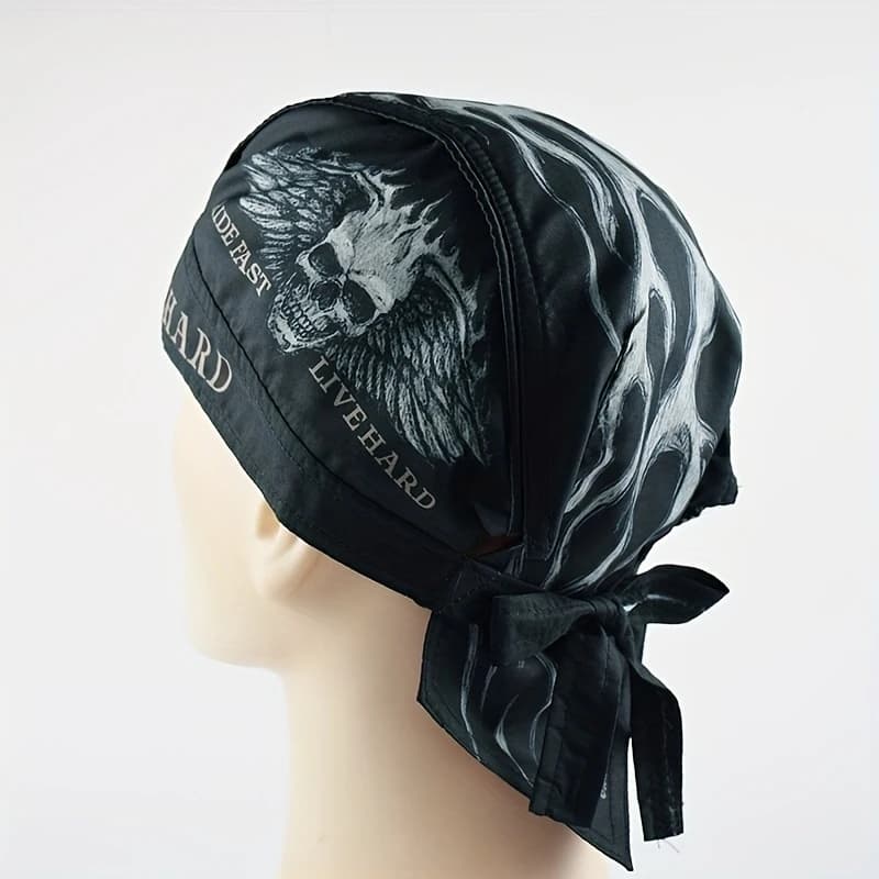 Motorcycle Skull Cap Beanie Hip Hop Dance Skull Print Bandana Hat Liner Head Wrap Adjusted Pirate Scarf
