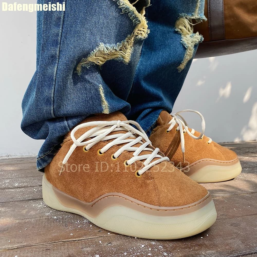 2026 Nuovo Stile di Inverno Foderato In Pile Addensato Mocassini Caldi Unisex Stivali Da Neve All'aperto Casual Lace-Up Cotone Scarpe Vulcanizzate