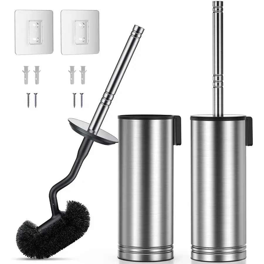 Set Spazzola e Porta Spazzola per WC in Acciaio Inossidabile 304 Antiruggine con Spazzola Curva per Pulizia Profonda Sotto il Bordo