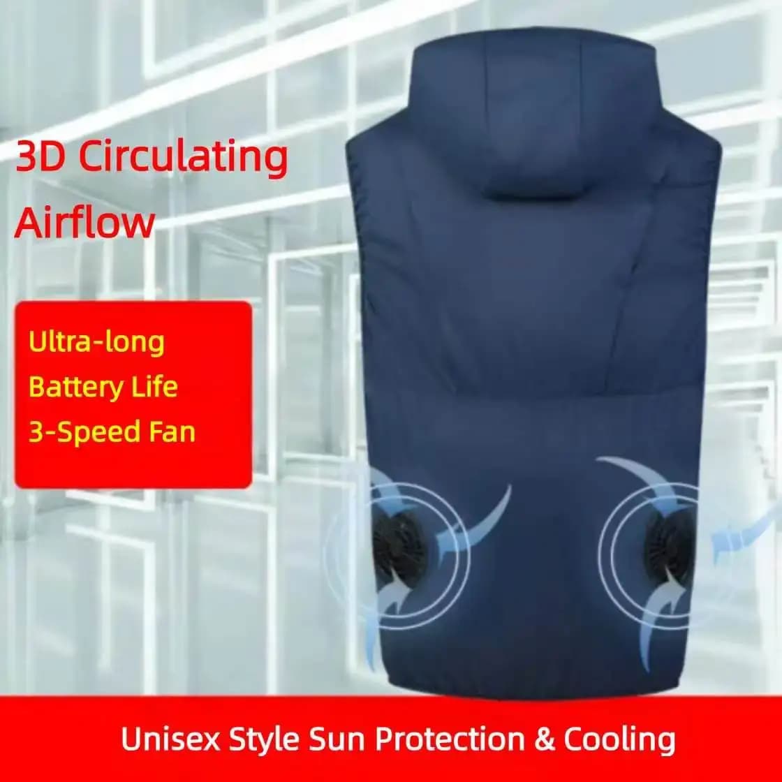 Summer Hooded Air-Conditioning Workwear with Fan Cooling, Outdoor Temperature-Reducing Breathable Vest (Excluding Power Bank)