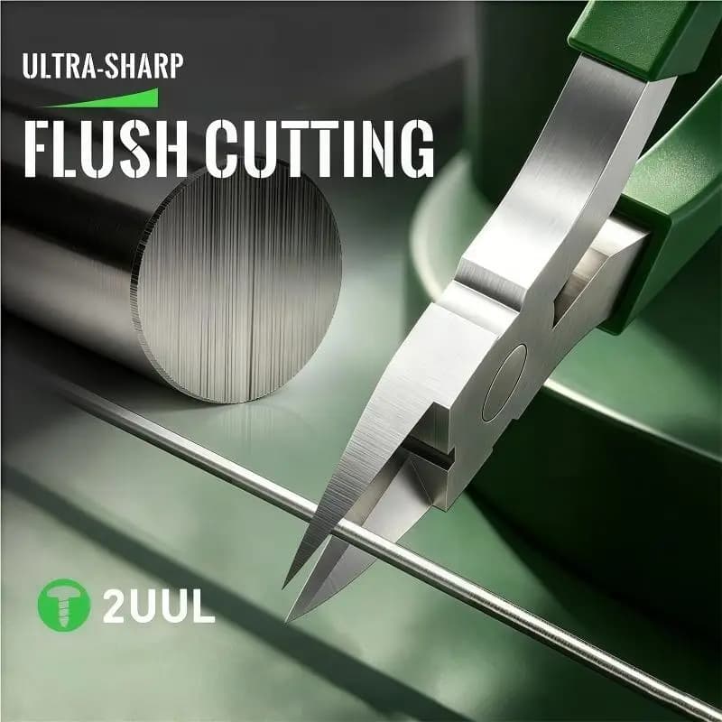 Fine Cutting Pliers Steel Angled Head Mini Repair Tool with Green Coated Grip for Phone Board Detail Trimming and DIY Use D2RD