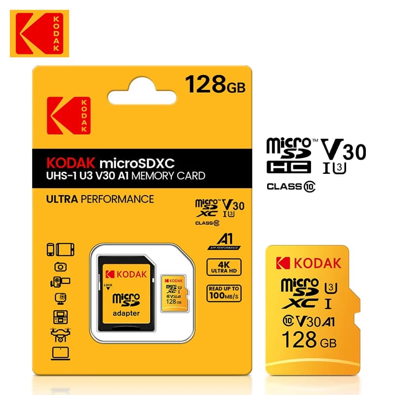 Scheda Micro SD originale Kodak Scheda di memoria di classe 10 da 128 GB Scheda Flash da 64 GB 256 GB 32 GB V30 U3 cartao de memoria per registratore di guida
