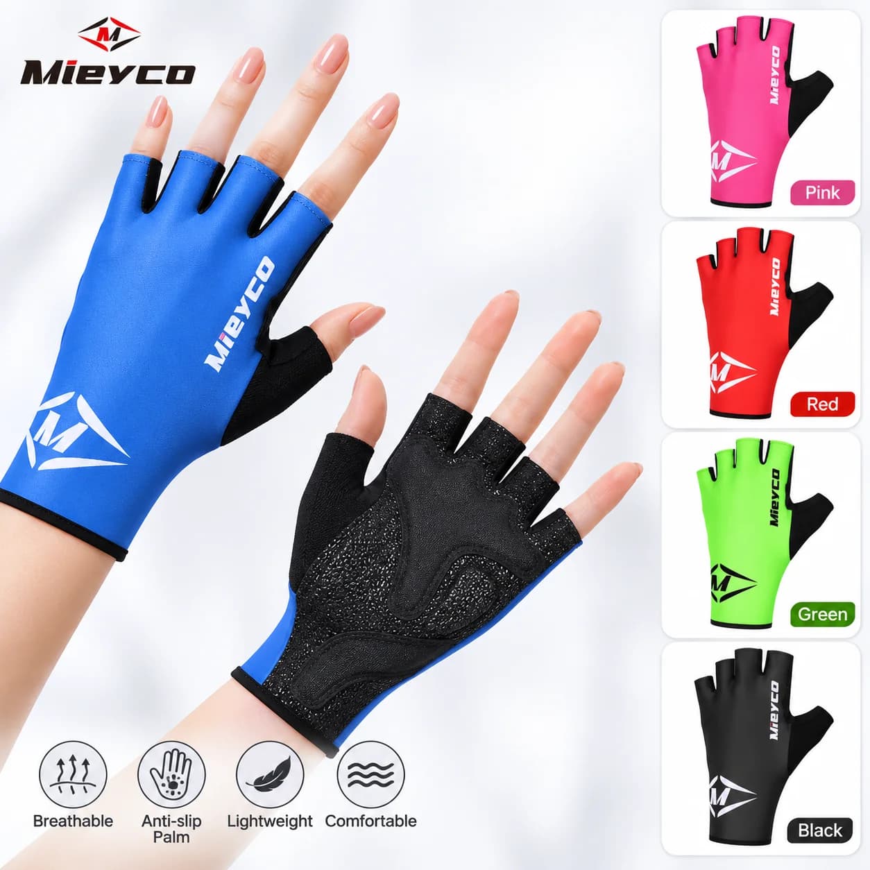 Lightweight Half Finger Gloves Shock‑Absorb Non‑Slip Biking Gloves For MTB Road Bicycle Gym Workout Fishing Kayak Volleyball