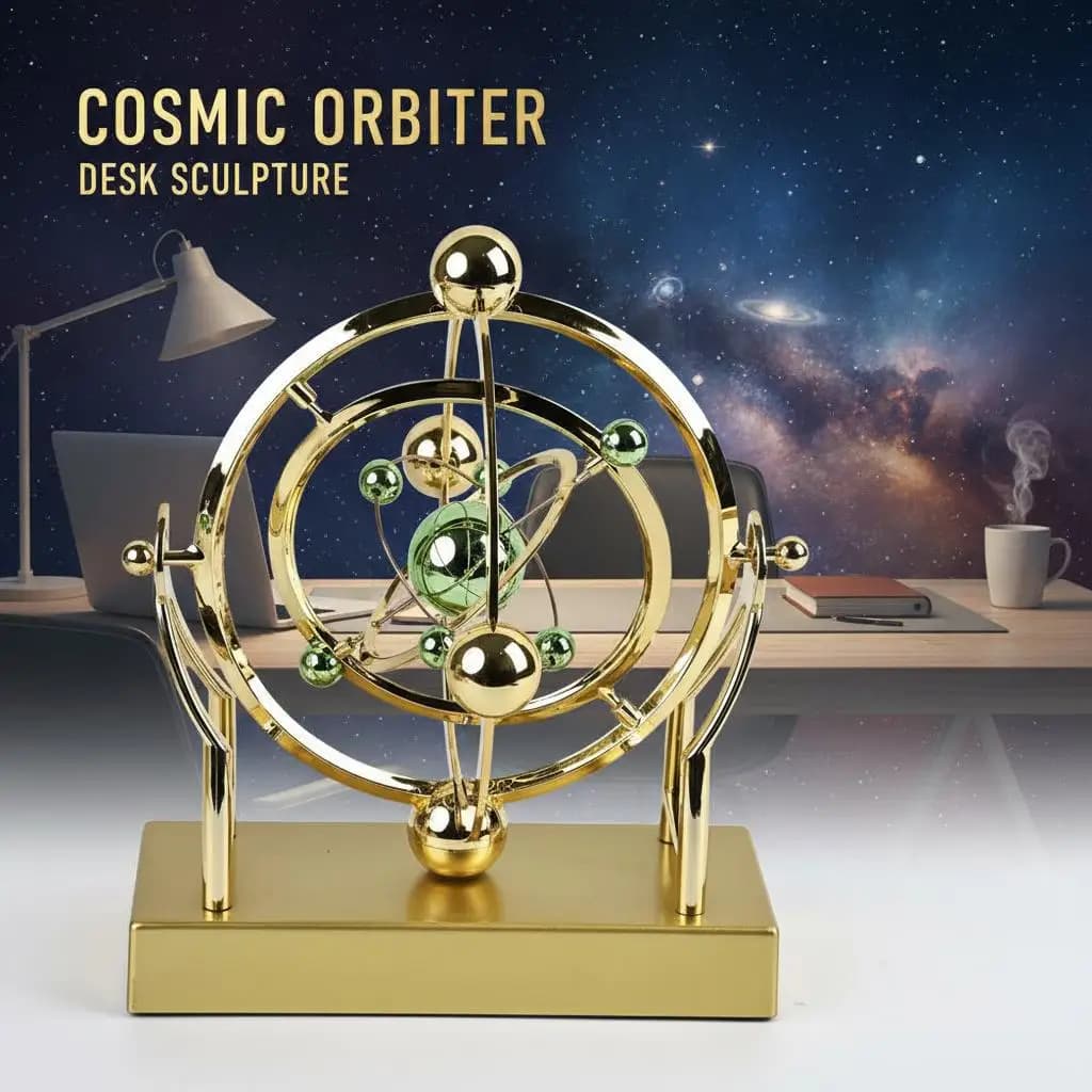 Pendolo a Orbita Celeste, Scultura Artistica da Tavolo a Movimento Perpetuo, Modello Astronomico Rotante per Casa e Ufficio