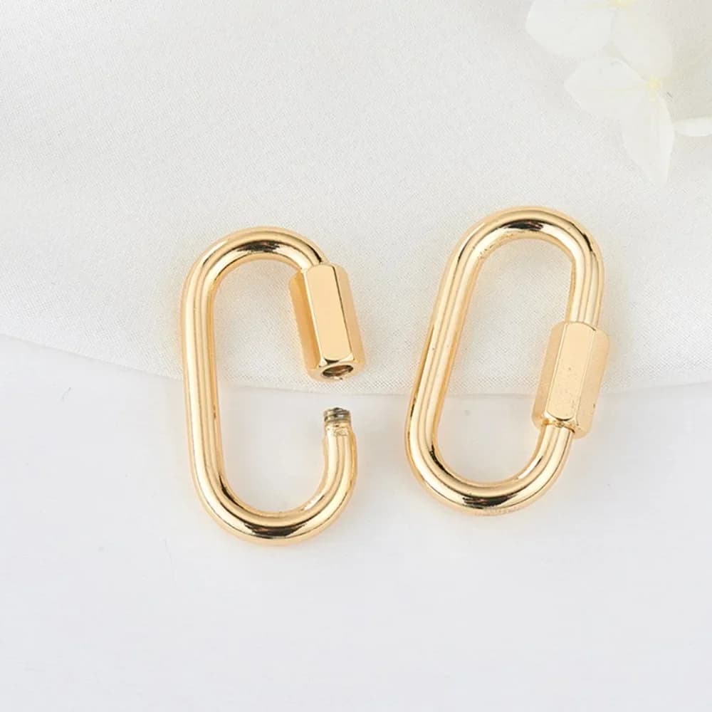 10 pz KC Oro 1.3 pollici Ovale Corsa Moschettone Vite Esagonale Blocco Clas per Borsa Strap Extender Catena Portachiavi EDC FAI DA TE