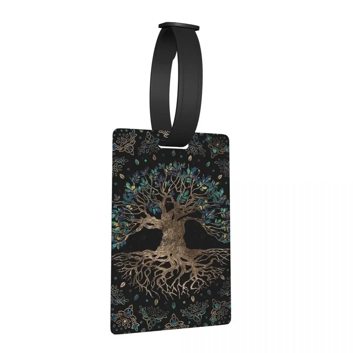 Albero della vita -Yggdrasil Ornamento dorato e in marmo Etichette per bagagli Moda da viaggio Etichetta per imbarco per bagagli Porta etichette ID Nome Indirizzo