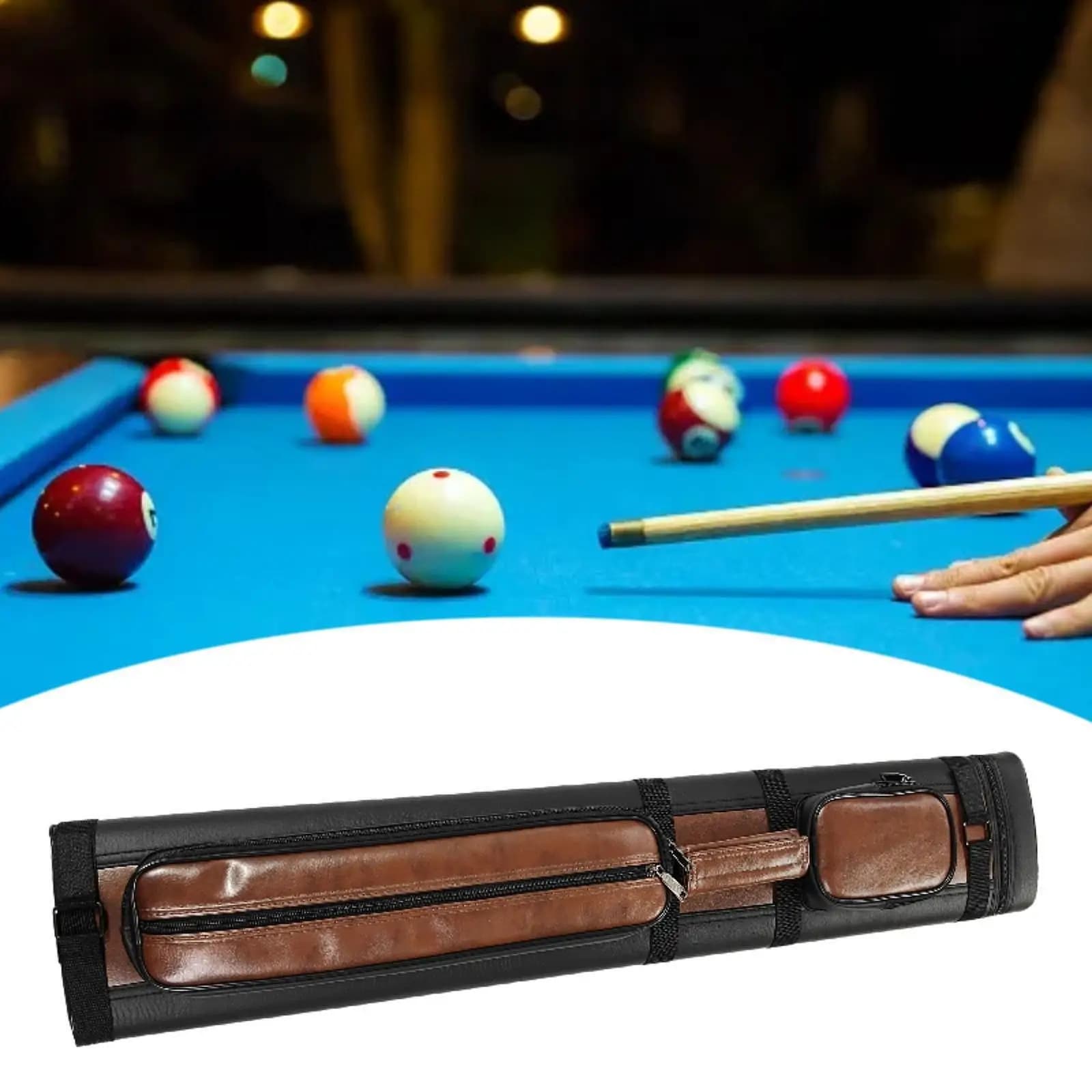Pool Cue Case, Billiard Pool Cue Carrying Bag Soft for 1/2 Snooker, Zipper 4 Holes Storage Box Billiard Stick Storage