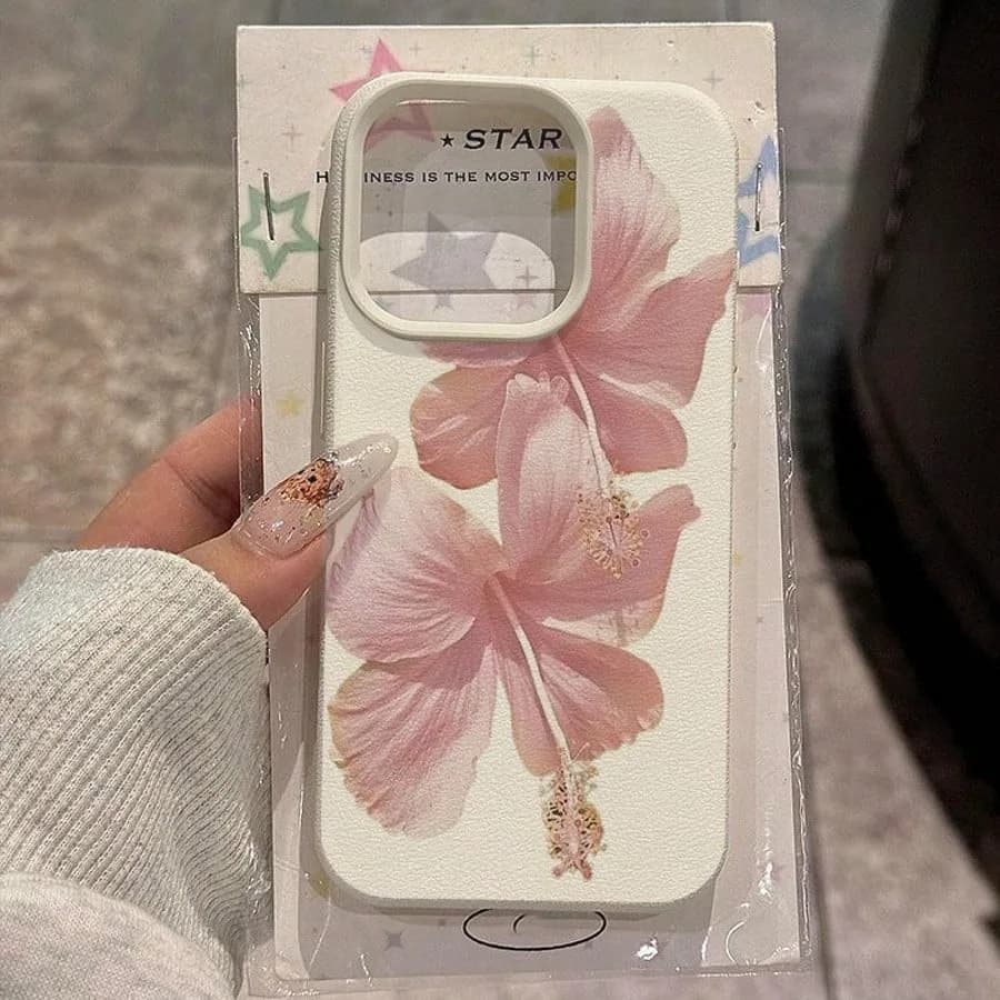 Custodia per telefono estetica alta elegante ibisco rosa per iPhone 17 16 Pro Max 15 14 13 12 11 XS X XR 16e 16Plus 17Air Cover anti-goccia