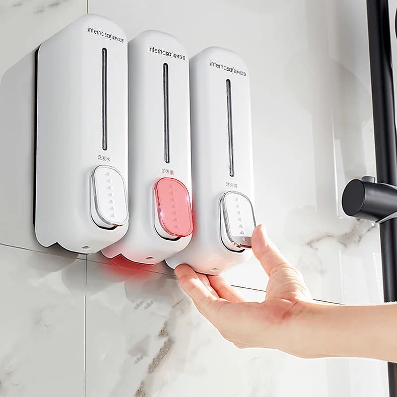 Dispenser di sapone singolo/doppio/triplo da 1050ml doccia a parete Dispenser di Gel per Shampoo da bagno accessori per il bagno contenitore per sapone liquido