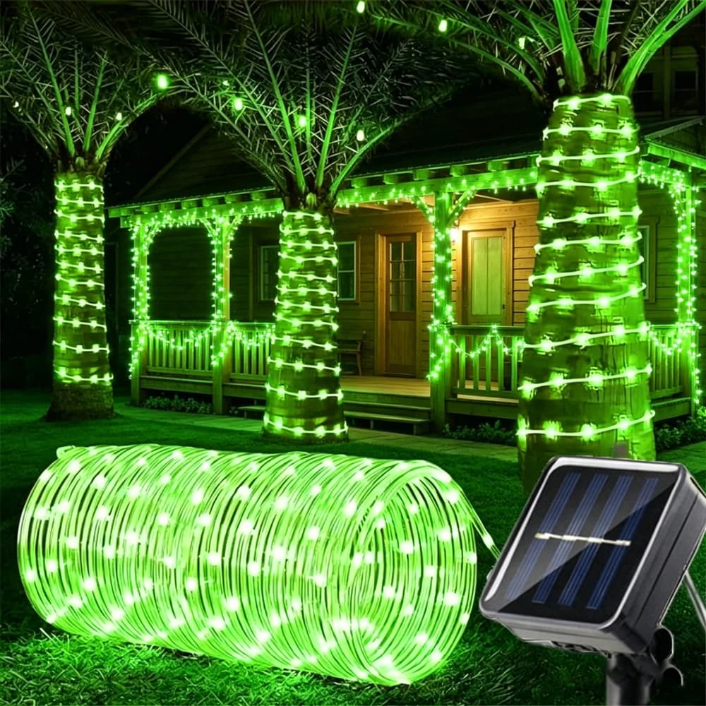 Luci a stringa solari a LED per giardino, impermeabili, a tubo, a corda, luci natalizie, luci fatate per decorazioni esterne e illuminazione per le feste