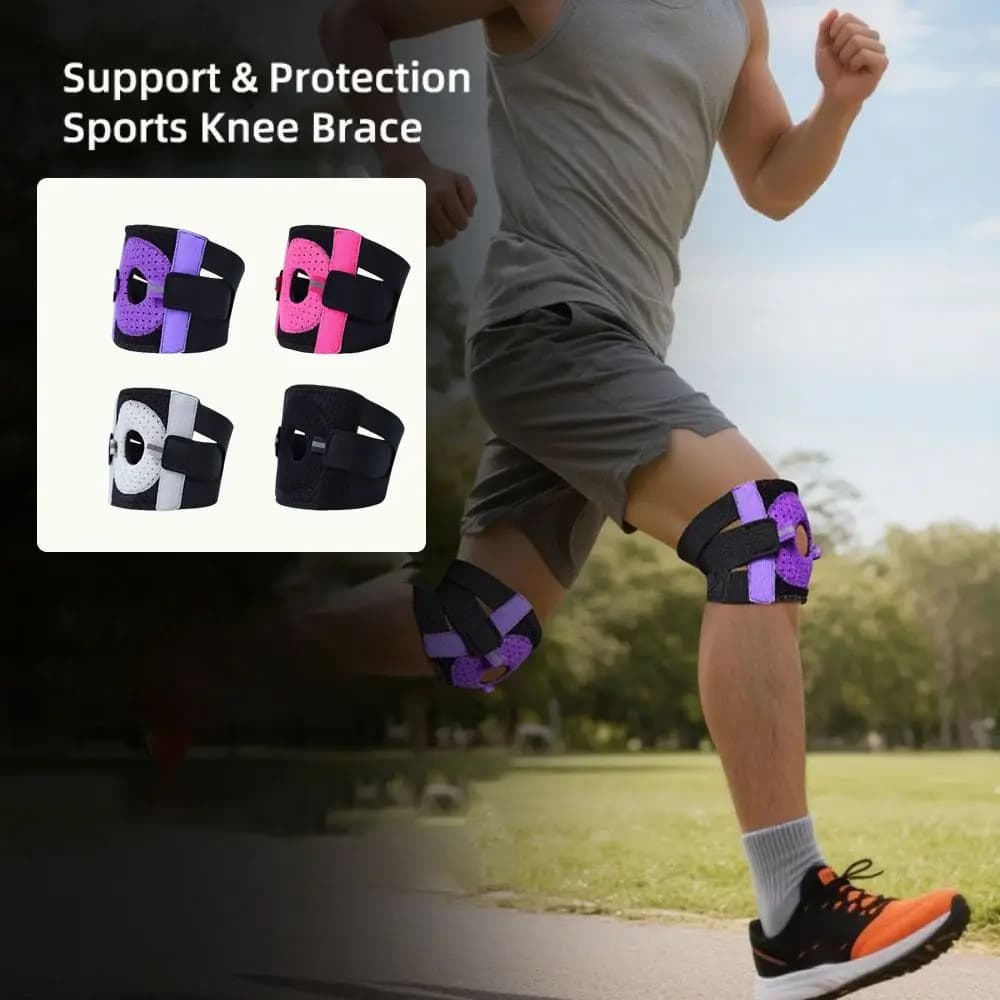 Ginocchiera Sportiva Traspirante con Supporto Antiscivolo, Fascia Elastica Regolabile per Tendine Rotuleo