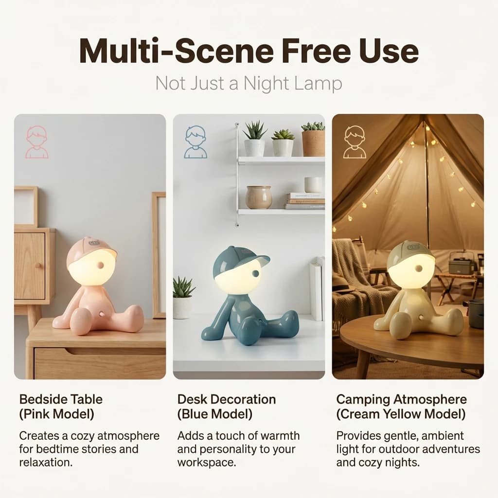 Luce notturna a LED, graziosa lampada da scrivania, adatta per illuminare la camera da letto, come lampada da comodino e per la decorazione della casa.