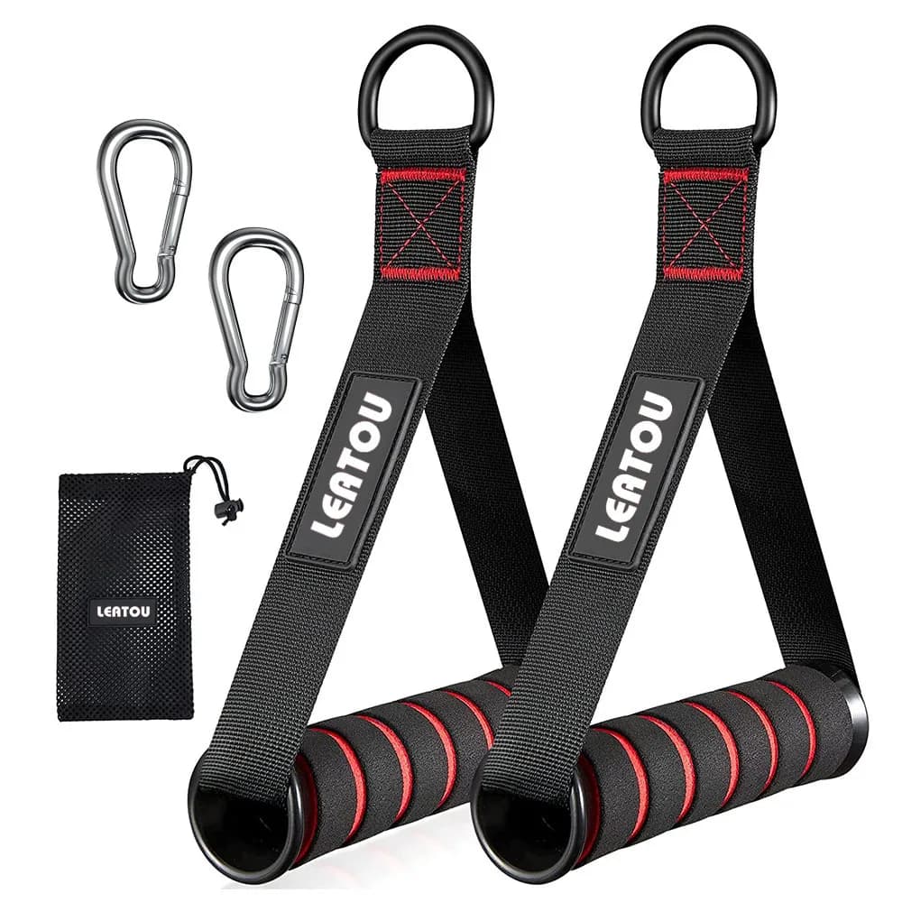 1 pair of strength bands for gym handles in foam grip anti slip robust nylon weaving fitness cable durable machine training equipment
