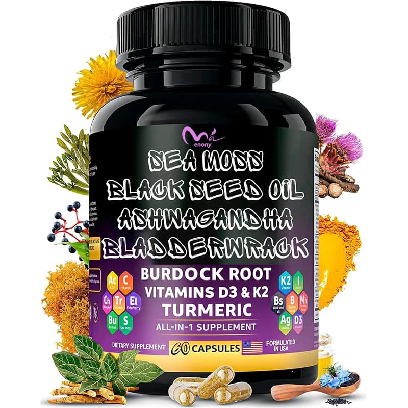 Olio di semi neri misto 17 in 1, radice di bardana, vitamina D3 K2 C, adatto per la salute quotidiana, integratore minerale, 60 capsule