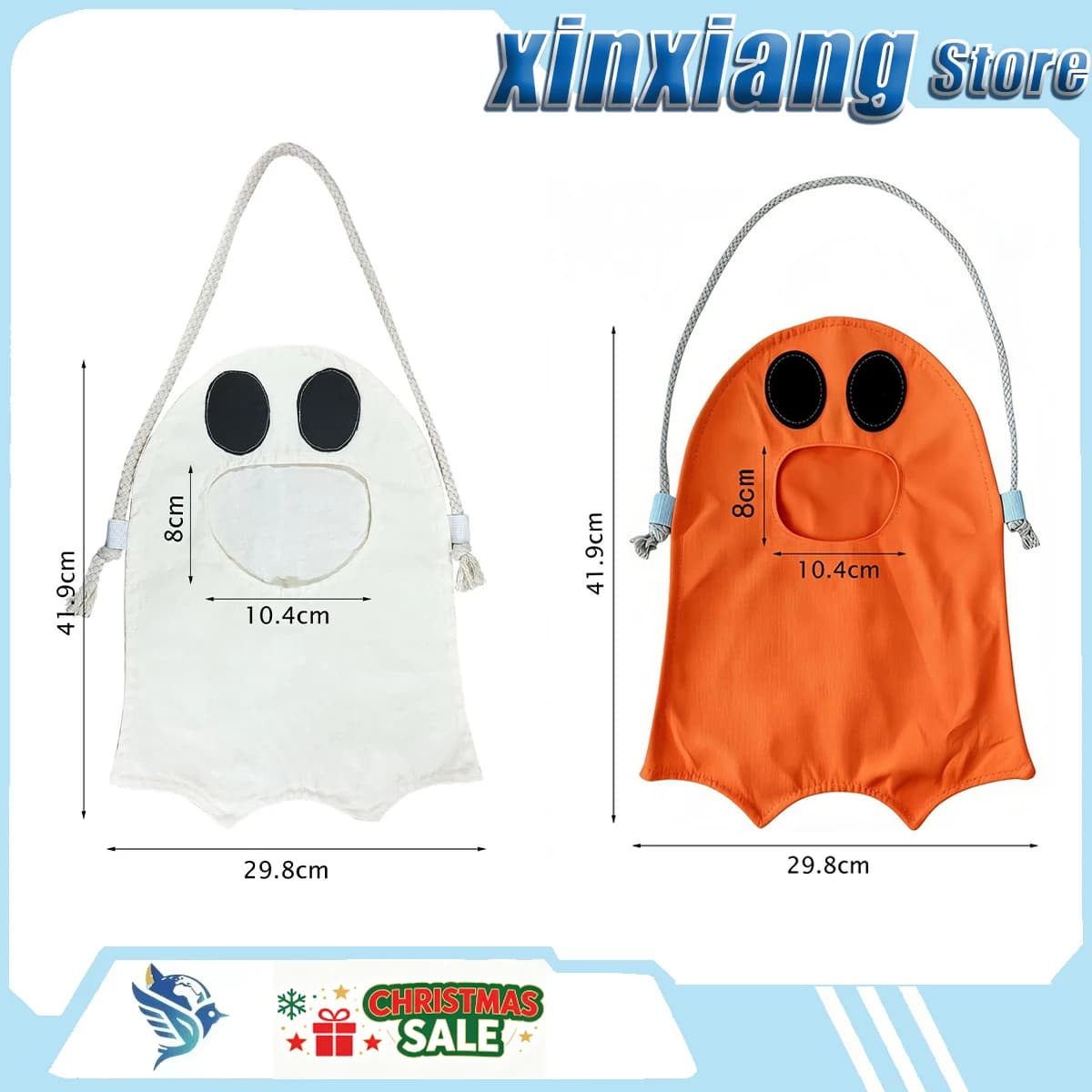 Halloween Ghost Candy Bag Trick Or Treat Candy Storage Pouch Party Goodie Gift Bag Holiday Decor Reusable Handheld Treat Sack