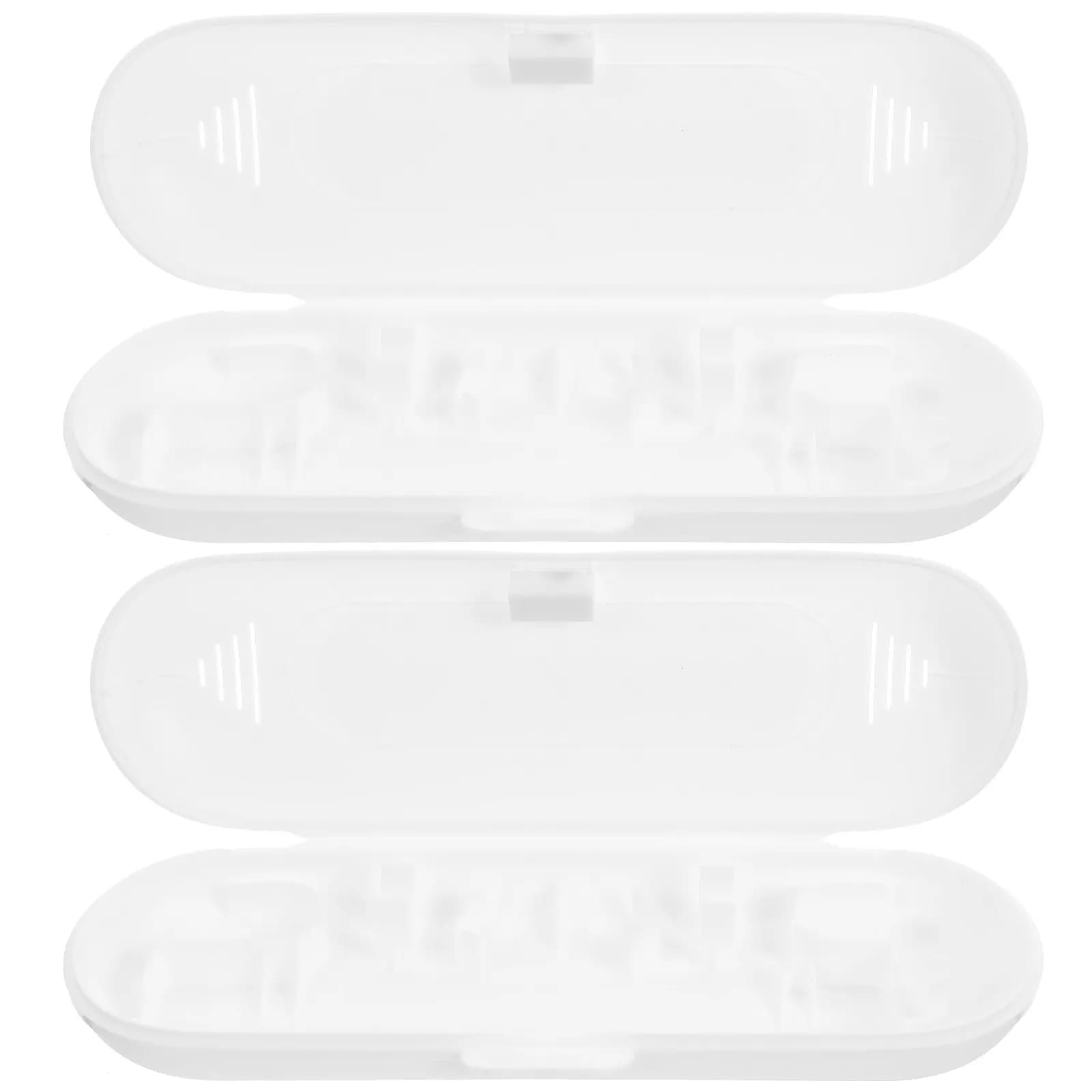 2-piece electric toothbrush housing, compact design with compartments, contains 1 toothbrush and 2 heads, portable travel case for home and camping