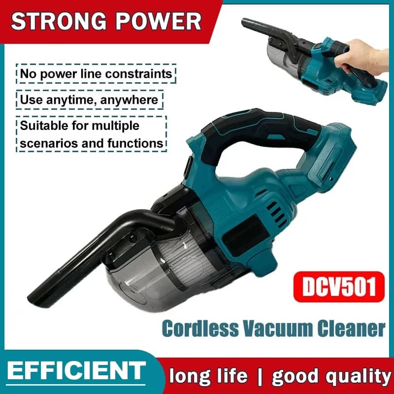 Aspirapolvere Portatile Senza Fili Compatibile con Makita, Raccoglitore di Polvere per Pavimenti, Tappeti, Auto e Peli di Animali, Utensile Elettrico per Batteria Makita 18V