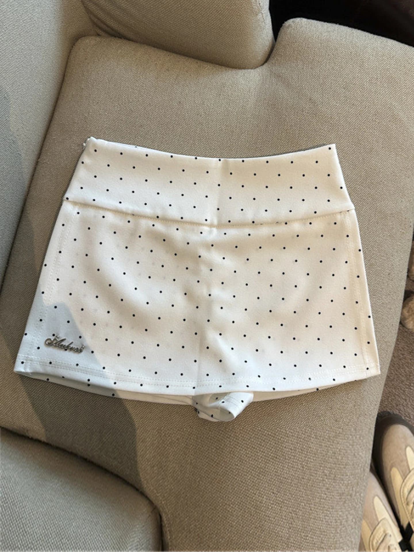 Gonna pantaloncino a pois Sweet Cool a trapezio da donna, taglie forti, nuova collezione estiva, anti-trasparenza, casual, a vita alta con cerniera