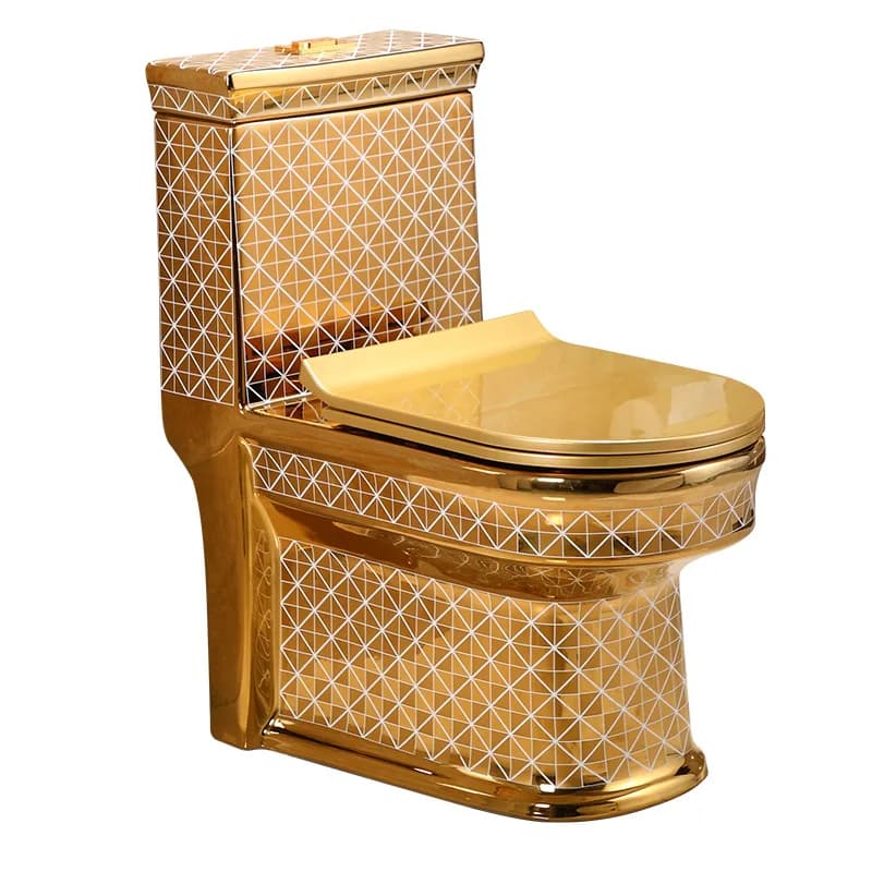 Sanitari Moderni: WC in Ceramica Dorata da Pavimento a Soffitto per Bagno