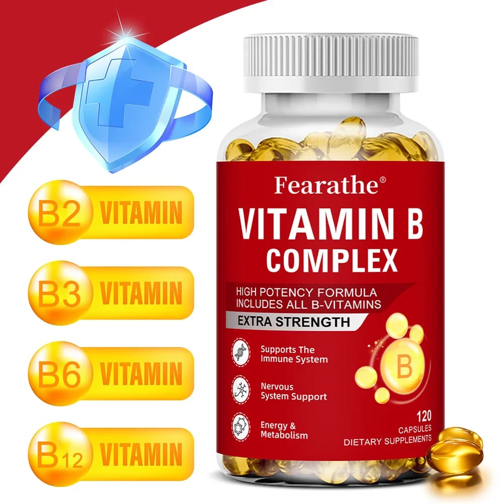 Vitamin B-Complex Vitamin Supplements (B12 B2 B3 B6 Folic Acid and Biotin), Immune and Energy Support, Immunity Health