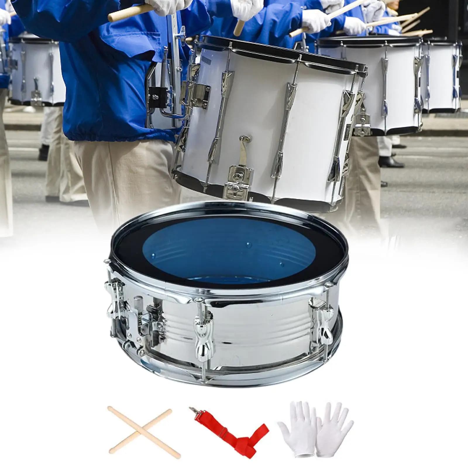 Portable 13 Inch Snare Drum Percussion Drum Set Music Instrument Drumsticks Shoulder Strap for Drum Practice Pad Home