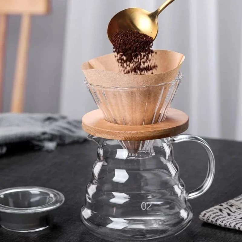Caffettiera per versare sopra - Caraffa in vetro da 360/600 ml con gocciolatore/filtro per caffè in vetro, 1-4 tazze