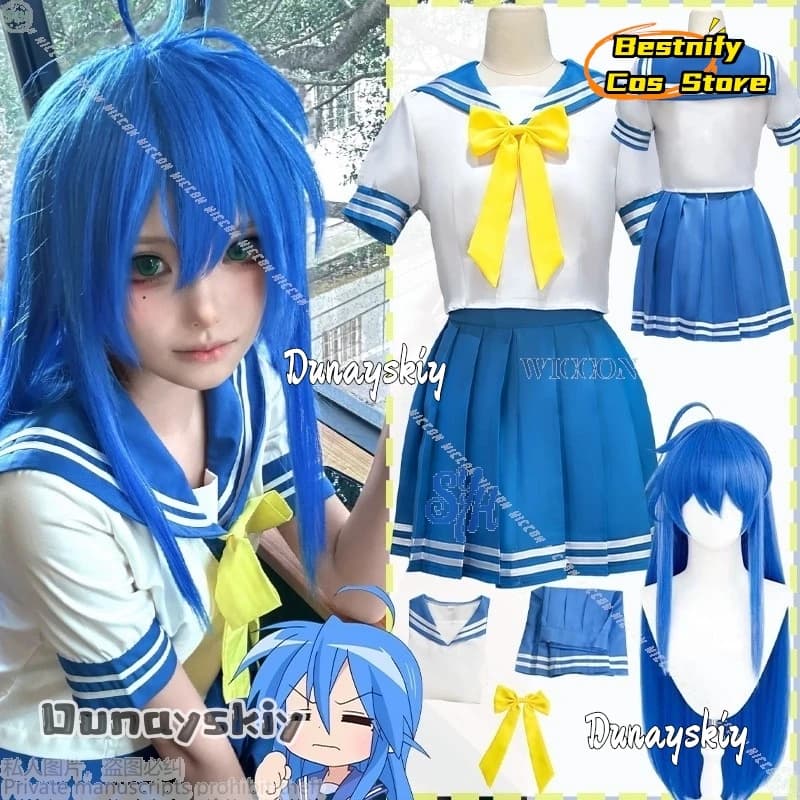 Lucky Anime Star Cosplay Izumi Konata Costume {Bestnify Cos} Loli JK giapponese Blue School Abito da marinaio Bellissimo vestito carino Halloween