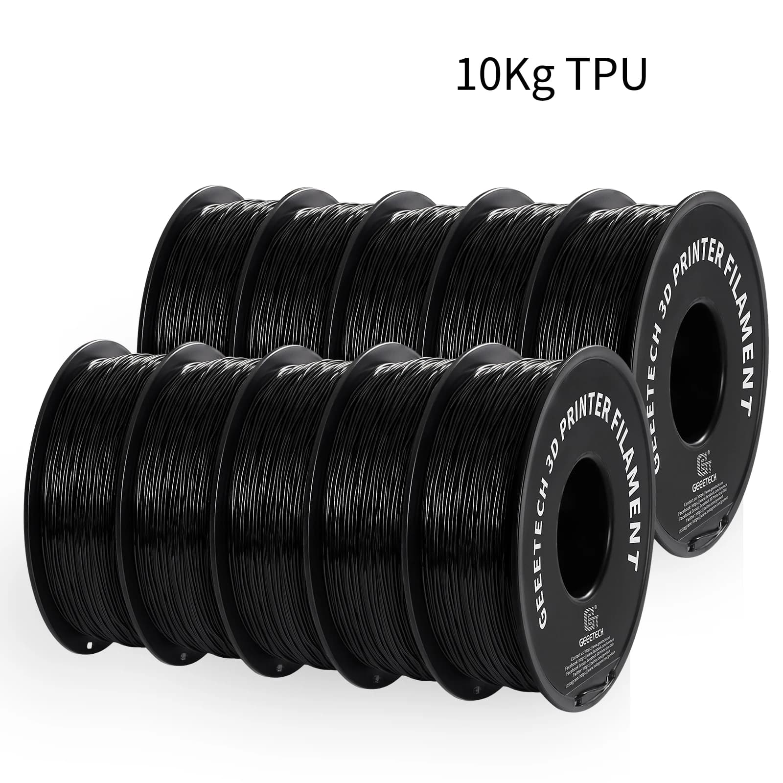 GEEETECH 10Kg TPU 3D Printer Filament Material 1kg 2.2lbs/Spool 1.75mm Vacuum Packing Plastic Hardness Shore Non-toxic 95A