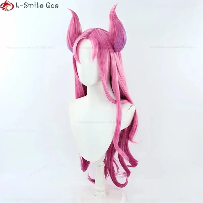 c;4\g,6'h.9/c;4\g,6'h.9/Game LOL Star Guardian Cosplay Wig 90cm Long Pink Gradient Kaisa Anime Wigs With Ear Heat Re6'h\3,g'8/b'