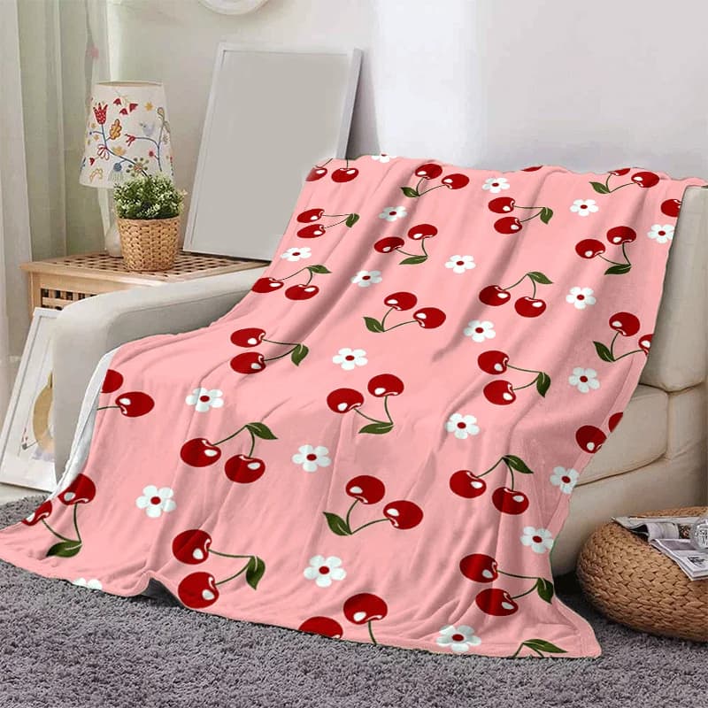 Coperta in flanella con stampa di frutta - Copriletto accogliente leggero, morbido e caldo per tutte le stagioni per divano letto da campeggio