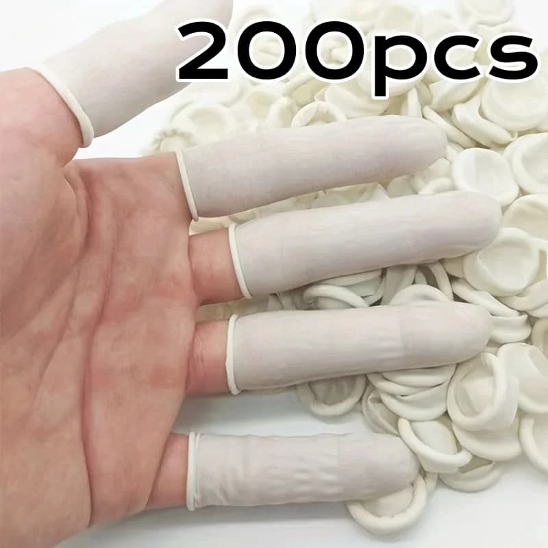 20/200pc Rubber finger protectors Highly elastic non-slip latex fingertips resistant for electronics Medical protection