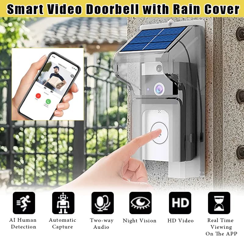 Campanello video intelligente wireless HD Ip65 Citofono Protezione di sicurezza Campanelli per porte Videocitofono Campanello senza fili