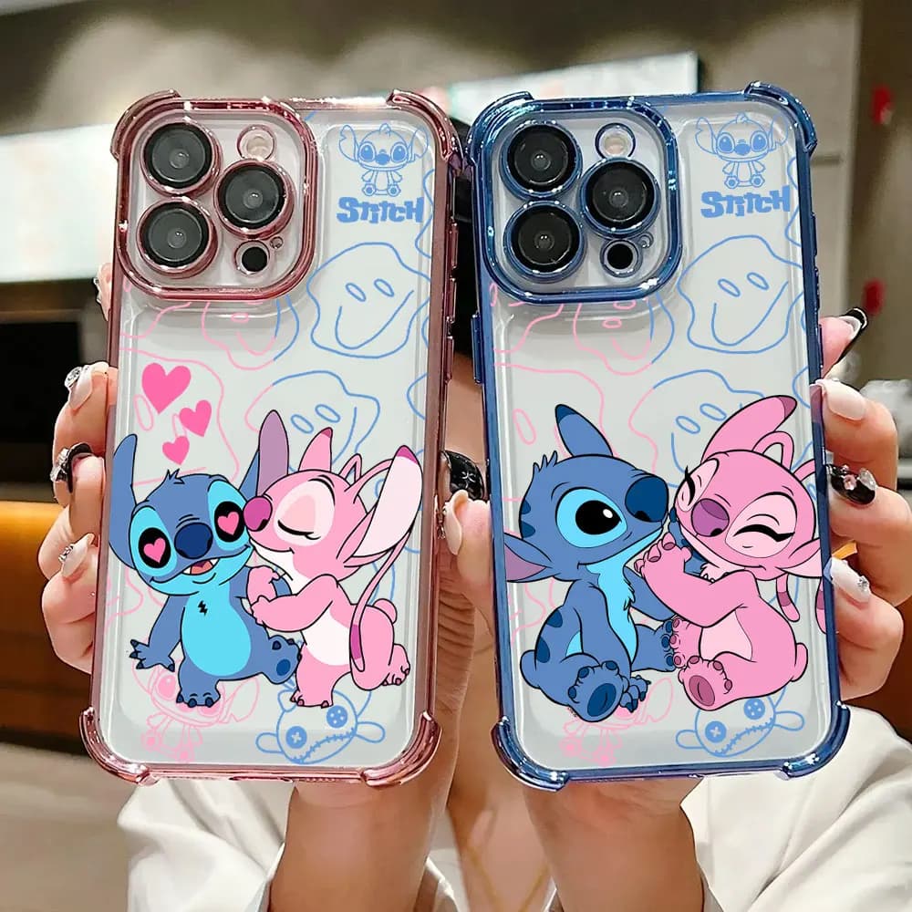 Custodia Disney Stitch antiurto per iPhone 17 Air, 16, 15, 14, 11, 12, 13 Pro Max, 16e, 17E, 15 Plus, 13, 17PRO - Cover per telefono Stitch