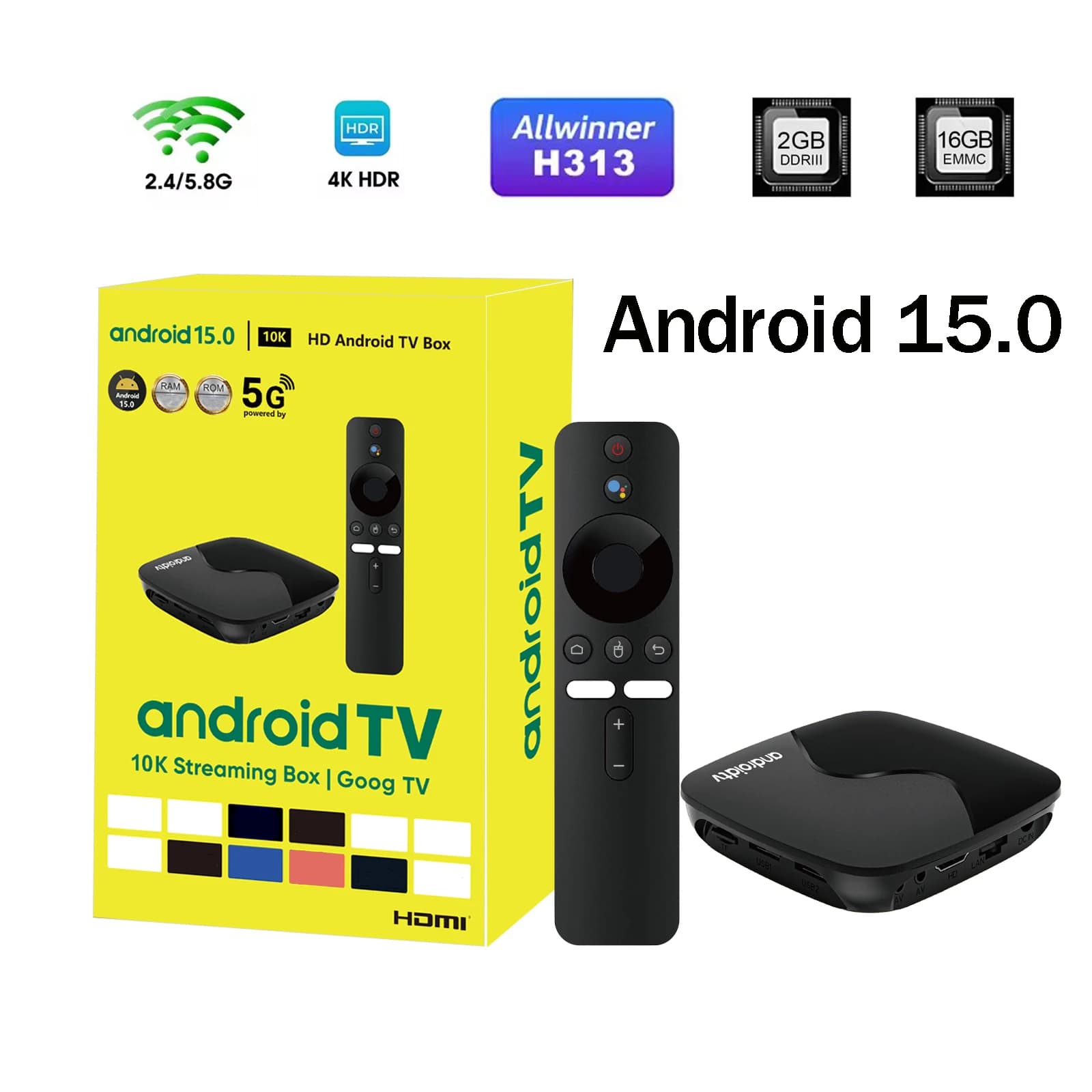 Smart TV Box Q96 A6 Dual Wifi 4G 5G Allwinner H313 S Quad Core Voice Remote 4K HD Android 15.0 Media Player iptv Set Top Box