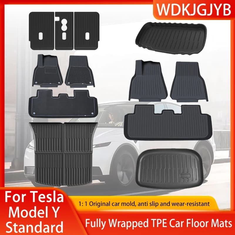 Tappetini per Tesla Model Y Standard Launch 2025 2026 Premium/Performance in TPE, Tappetini per Bagagliaio, Tappetini Resistenti all'Usura