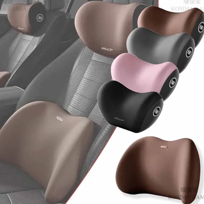 Cuscino Poggiatesta per Auto, Supporto Cervicale e Lombare in Memory Foam, Cuscino per Schienale Auto, Accessori per Interni Auto e Ufficio