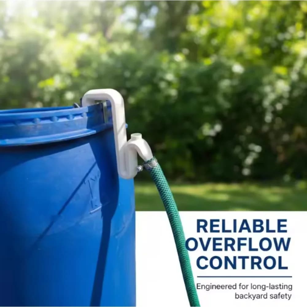 1PC 3D Printed Water Bucket Rim Mount, Overflow Tube & Garden Water Hose Adapter, Rainwater Collection Connection Kit