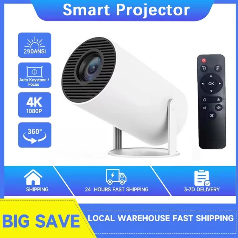 2026 New HY300 Projector 4K Android 11 Wifi6 290ANSI Allwinner H713 BT5.0 1080P 1280*720P Cinema Outdoor Portable Projetors