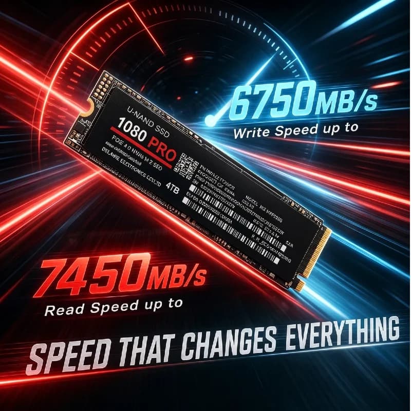 NEW Original M.2 NVMe PCIe 4.0 1080PRO SSD Internal Solid‑State Drive 7450MB/s Ultra‑Fast Disk For Laptop Desktop Upgrade