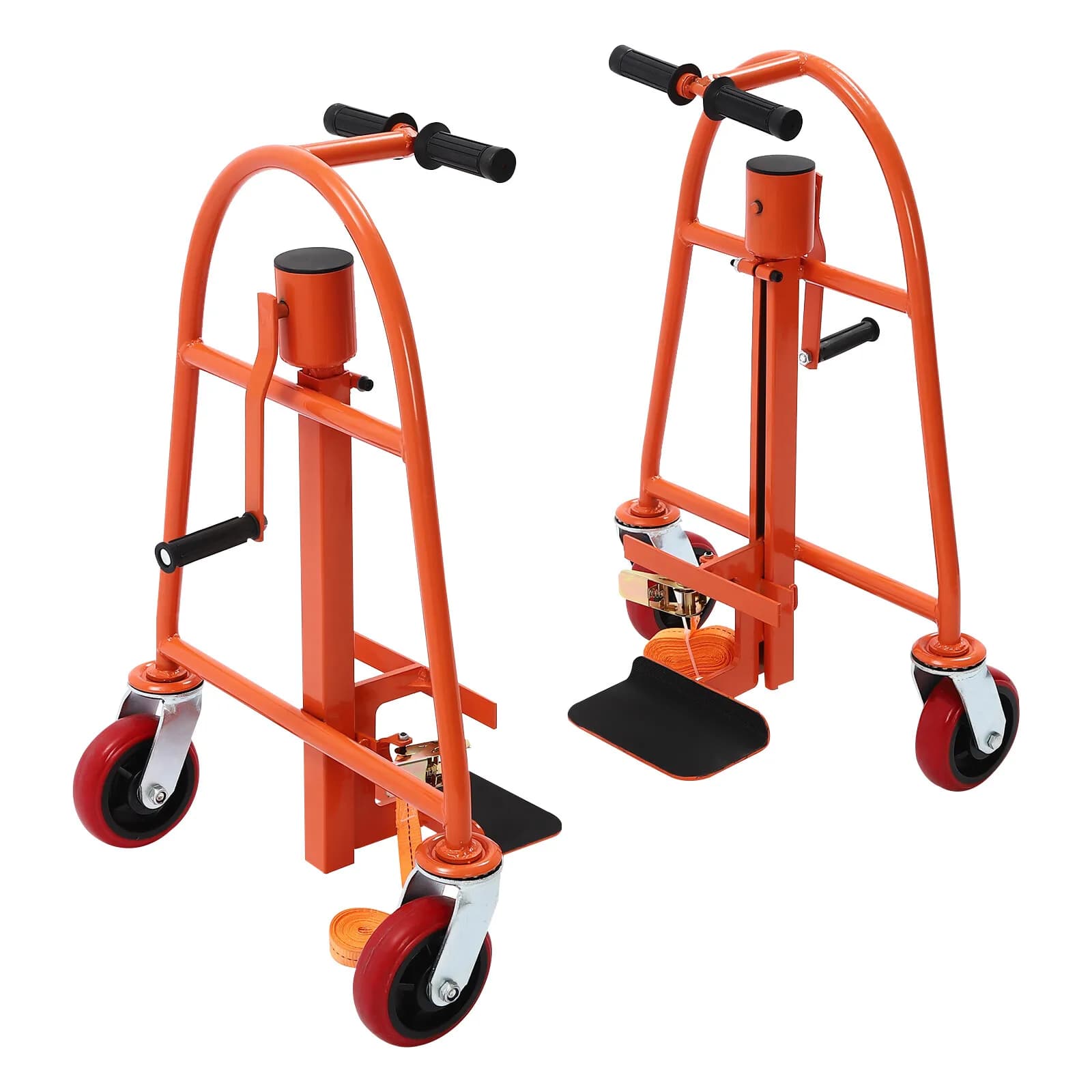 Set of tools for moving furniture 1300 pounds of carbon steel 4 wheels adjustable lift 30 cm orange for workshop durable office home