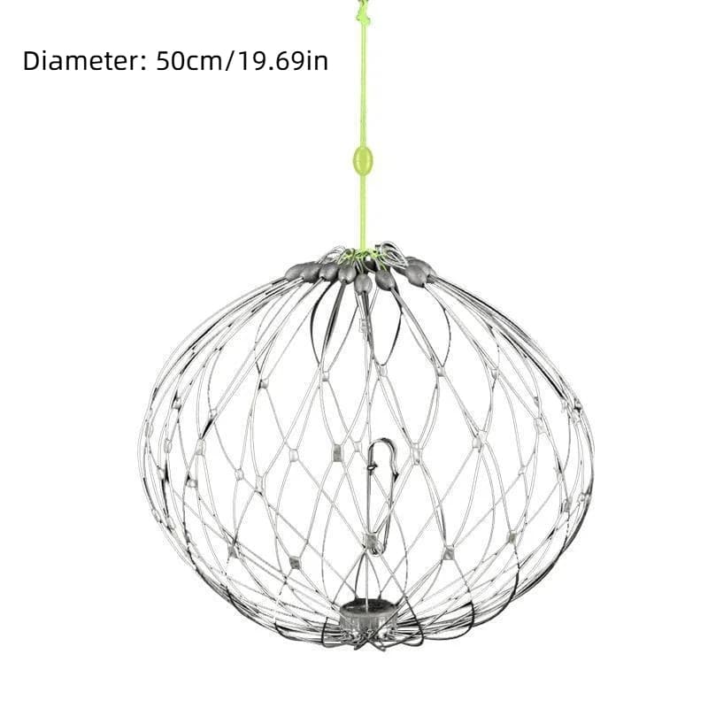 New Fishing Cage Automatic Open Closing Wire Fish Crab Trap Net Steel Wire For Saltwater Seawater Outdoor Fishing Accessories
