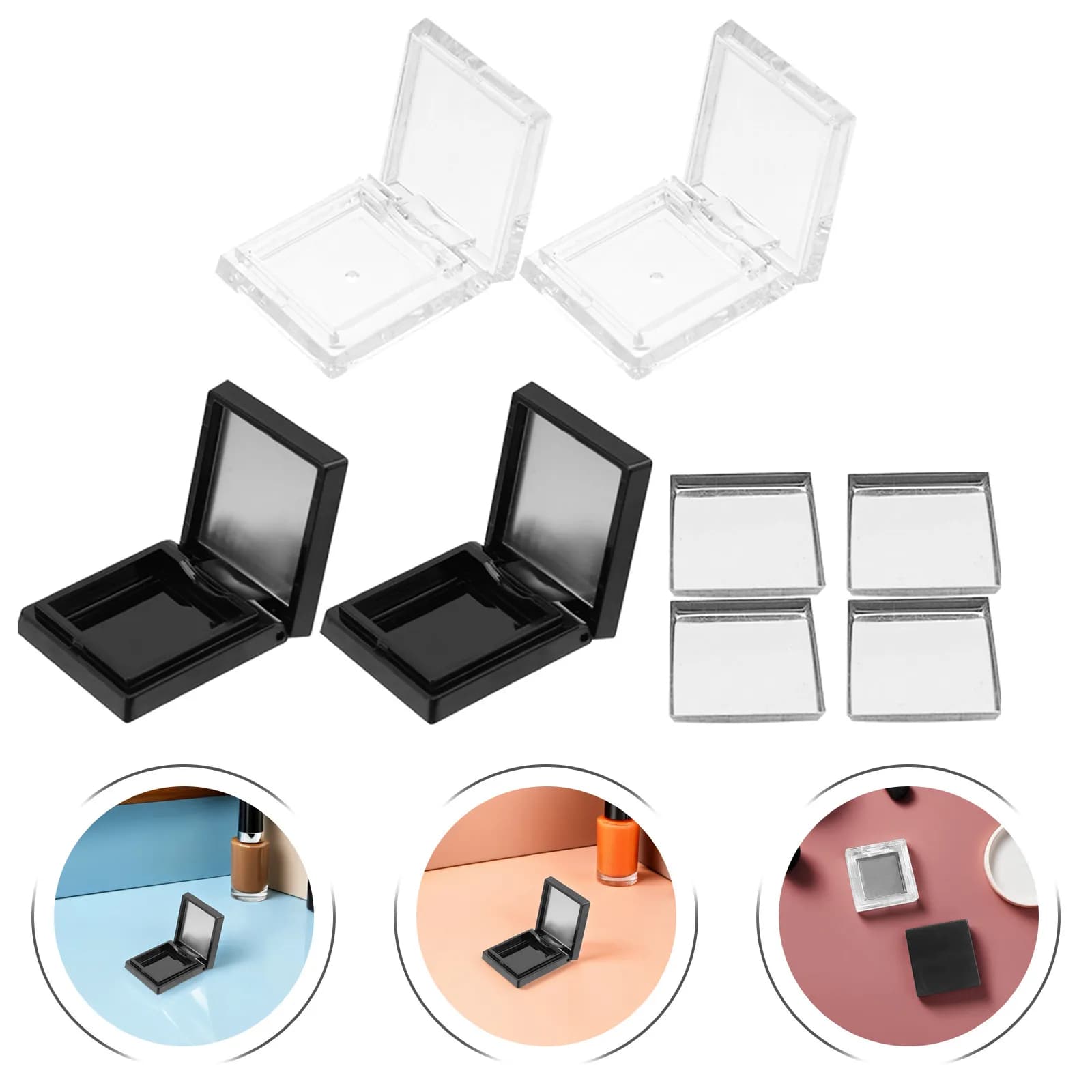 Premium Empty Plastic Umbrella Container Set, Compact Portable Tray for Cosmetics, Fard, Lighting and Eyebrow Powder
