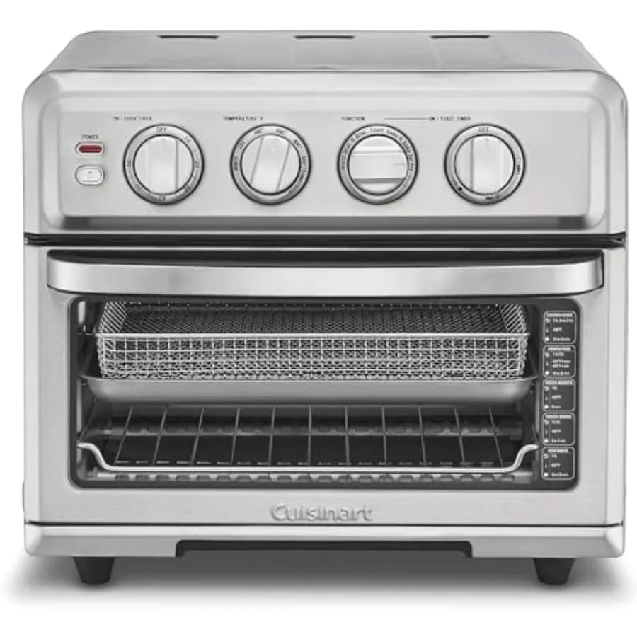 Forno Tostapane con Funzione Friggitrice ad Aria 1800W 8-in-1 con Friggitrice ad Aria, Convezione, Griglia e Funzione Riscaldamento, 0,6 Piedi Cubi, Timer 60 Minuti, TOA-70NAS, Acciaio Inossidabile