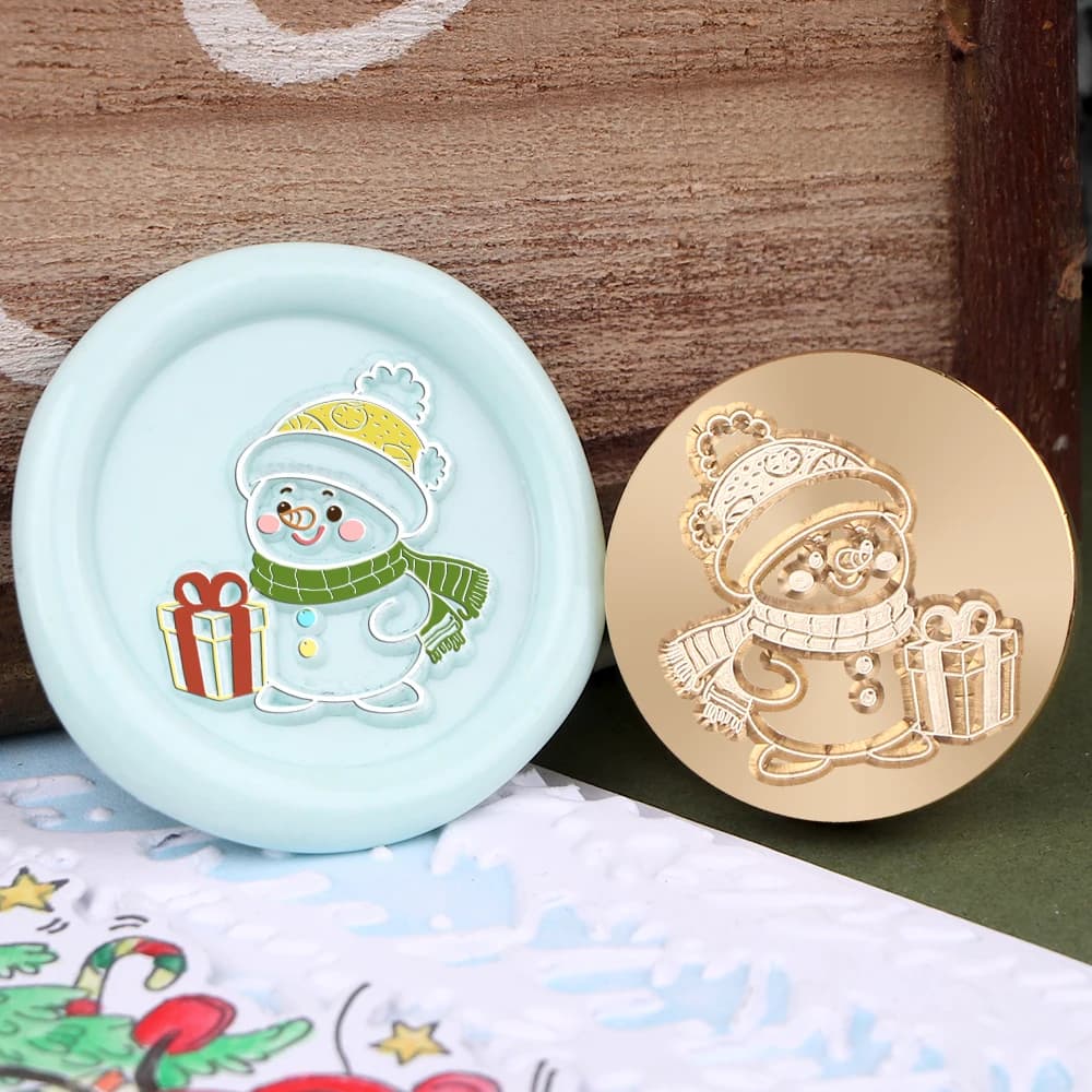 Snowman Winter Gift Circle Wax Stamp Head Scrapbooking Envelope Party Cards Decor Wax Seal Stamp Set 2025